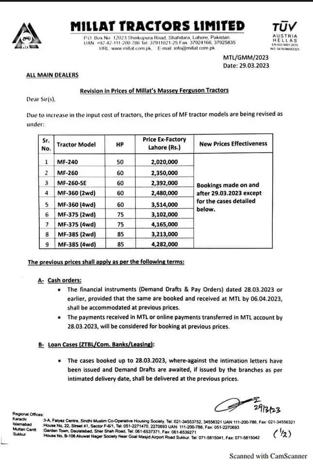 Millat Tractors Massey Ferguson MF 240 Tractor PRICE in Pakistan 2023