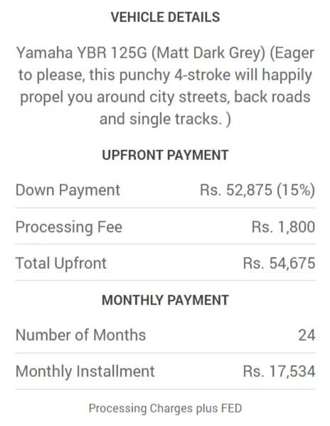 Meezan Bank Apni Bike Calculator